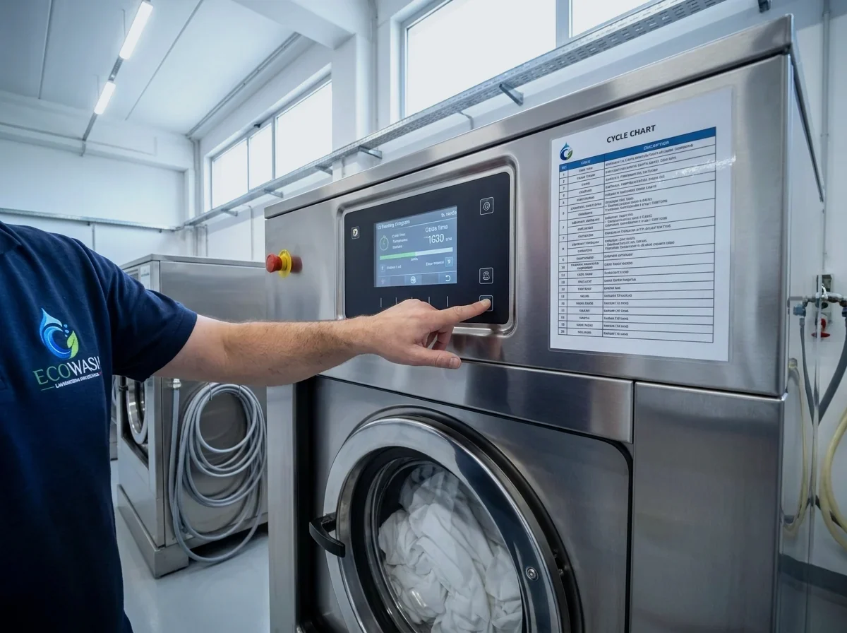 Control panel of a modern industrial washing machine